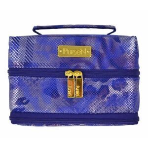 PurseN Metallic Blue Leopard Tiara Vacationer Jewelry Expandable Travel Case